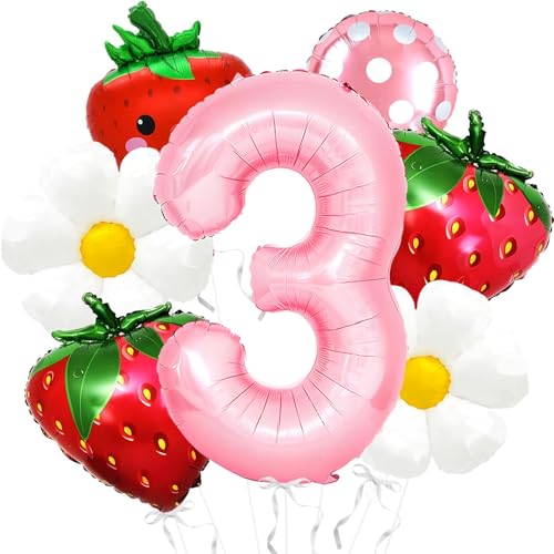 Strawberry Geburtstag Ballon, Party Balloons Erdbeere, Erdbeere Deko, Erdbeere Birthday Ballons, Strawberry Luftballons Deko, für Mädchen Geburtstag Party Mottoparty von LXONTSG