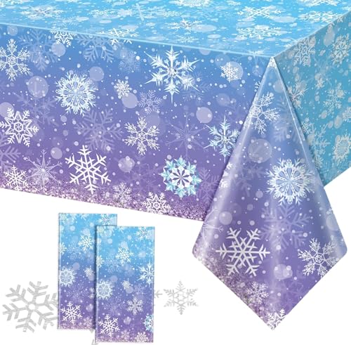 Weihnachten Schneeflocke Tischdecke, Blaue Schneeflocken Party Tischdecke, Schneeflocke Tischtuch Weihnachten, Winter Schneeflocke Tischdecke, Schneeflocken Tischdecke（54x108in） von LXONTSG