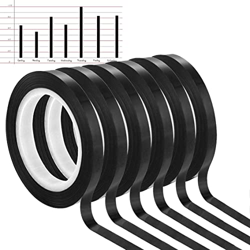 Dünnes Nadelstreifen-Klebeband – 6 Stück, 0,6 cm Whiteboard-Klebeband für trocken abwischbare Tafeln, Nadelstreifen, Grafik-Raster, Markierungsband für Whiteboard-Zubehör, Vinyl-Diagrammband für von LXS