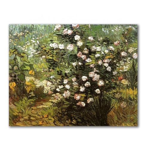 LXURY Van Gogh. „Rosenstrauch in Blüte“. Berühmter Gemälde.Van Gogh Leinwand-Wandkunst Drucke.Bilder für die Heimdekoration 80 x 100 cm rahmenlos von LXURY