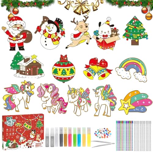 Kristallklebemalerei Weihnachtlich, Weihnachten Wichtel Painting kit, Crystal Paint Arts And Crafts Set, Diy Kristall Malerei Set Weihnachten, Diy Crystal Pendant Weihnachten, für Weihnachtsdekoration von LXWINNER