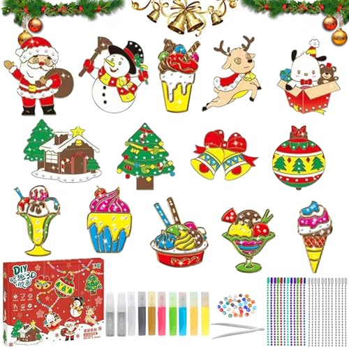 Kristallklebemalerei Weihnachtlich, Weihnachten Wichtel Painting kit, Crystal Paint Arts And Crafts Set, Diy Kristall Malerei Set Weihnachten, Diy Crystal Pendant Weihnachten, für Weihnachtsdekoration von LXWINNER