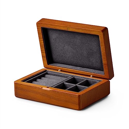 LXWKAI Schmuckhalter Massivholz Schmuckschatulle Aufbewahrungsbox für Ohrringe, Ringe und Halsketten Tragbare Geschenk-Sammelbox Schmuck-Displaybox von LXWKAI