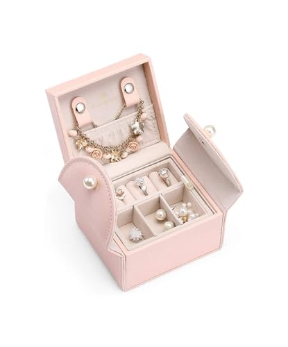 LXWKAI Schmuckschatullen, doppelschichtige Reise-Schmuckschatullen, Schmuckaufbewahrungsbox für Halsketten, Ohrringe, Ringe, Armbänder, Damen (Pink) von LXWKAI