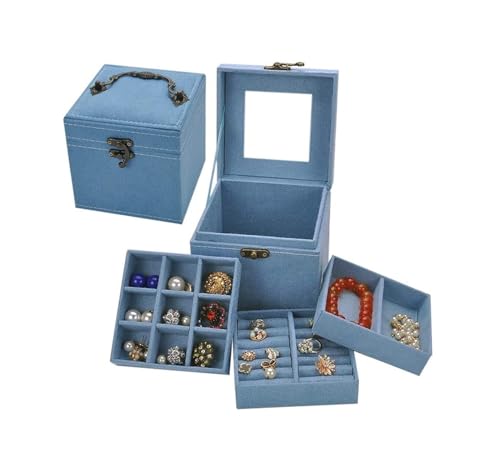 LXWKAI Schmuckschatullen mit Retro-Griff, tragbarer Reise-Schmuck-Organizer, Schmuck-Organizer-Box für Damen von LXWKAI