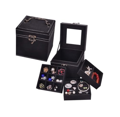 LXWKAI Schmuckschatullen mit Retro-Griff, tragbarer Schmuck-Organizer für unterwegs, Schmuck-Organizer-Box für Damen (braun) von LXWKAI