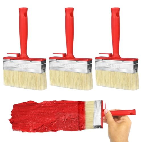 Streichen Pinsel 3 Stück Malerpinsel Pinsel Werkzeug Pinsel Naturborsten Pinsel Für DIY Für Holzlasur Pinsel Set Paint Brush Fensterpinsel PinselBeiz Terrassendielen Borstenlänge 30 X 120mm von LXYNALI