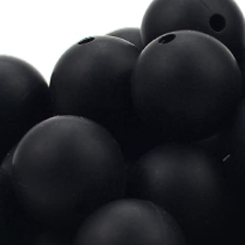 Perlen für Armbänder, Silikonperlen, 80 Stück runde, lose Silikonperlen for Silikonhalsketten, DIY, dehnbare Perlen for die Schmuckherstellung und for Basteln(Black) von LXZSMH