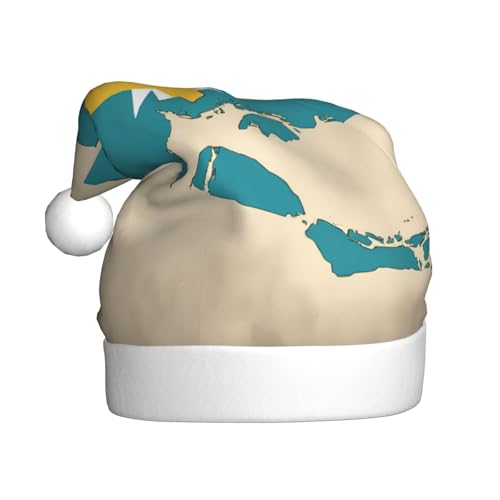 LXqlSS Bahamas-Flaggenkarte mit Insel-Druck, Plüsch-Weihnachtsmannmütze, Schneemann, Weihnachtsdekoration, Hüte für Weihnachten, Urlaub, Partyzubehör von LXqlSS