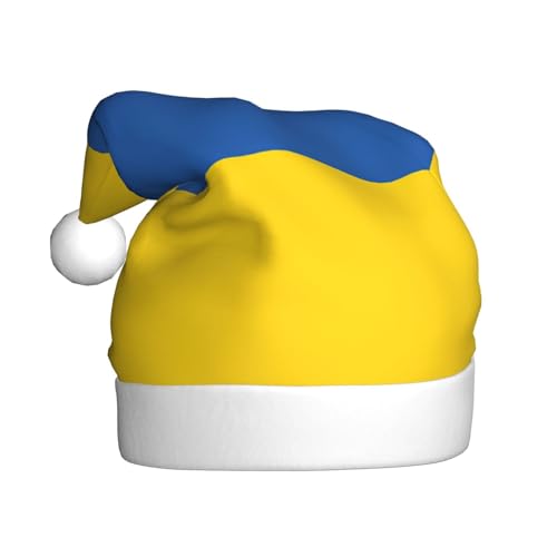 LXqlSS Flagge der Ukraine, Plüsch-Weihnachtsmannmütze, Schneemann, Weihnachtsdekoration, Hüte für Weihnachten, Urlaub, Partyzubehör von LXqlSS