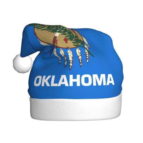 LXqlSS Oklahoma Staatsflagge, Plüsch-Weihnachtsmannmütze, Schneemann, Weihnachtsdekoration, Hüte für Weihnachten, Urlaub, Partyzubehör von LXqlSS