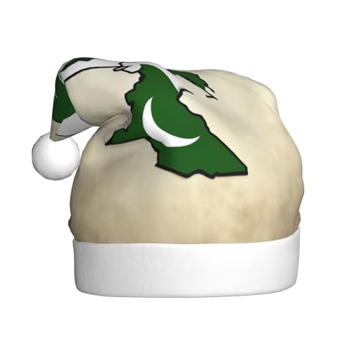 LXqlSS Pakistan-Flagge Map03, Plüsch-Weihnachtsmannmütze, Schneemann, Weihnachtsdekoration, Hüte für Weihnachten, Urlaub, Partyzubehör von LXqlSS