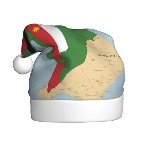 LXqlSS Sao Tome und Principe-Flagge, Map03, Plüsch-Weihnachtsmannmütze, Schneemann, Weihnachtsdekoration, Hüte für Weihnachten, Urlaub, Partyzubehör von LXqlSS