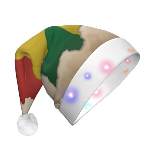 LXqlSS Sao Tome und Principe-Flagge, Map04 Druck, Weihnachtsmütze für Erwachsene, Weihnachtsmütze, Partyhüte für Erwachsene, Weihnachtsmützen für Damen und Herren von LXqlSS