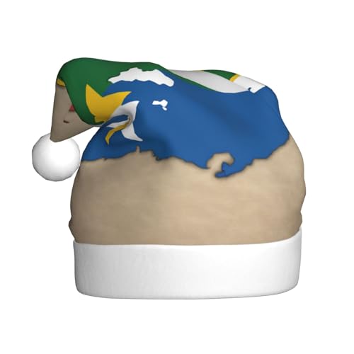 LXqlSS Seychellen-Flagge, Map02, Plüsch-Weihnachtsmannmütze, Schneemann, Weihnachtsdekoration, Hüte für Weihnachten, Urlaub, Partyzubehör von LXqlSS