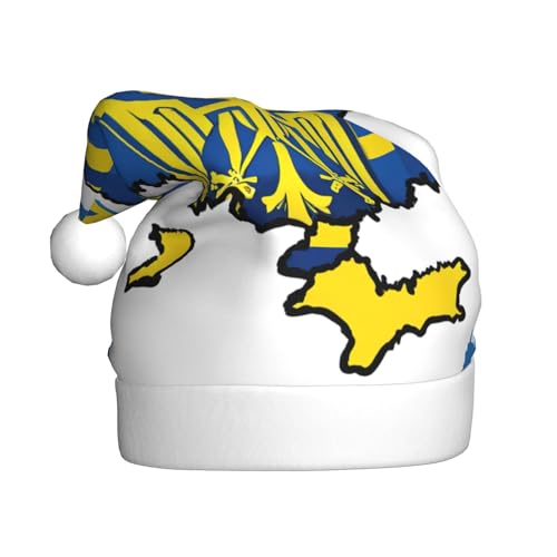 LXqlSS Ukraine-Flagge, Karte 01, Plüsch-Weihnachtsmannmütze, Schneemann, Weihnachtsdekoration, Hüte für Weihnachten, Urlaub, Partyzubehör von LXqlSS