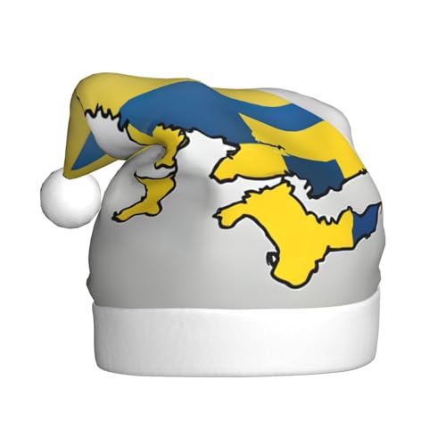 LXqlSS Ukraine-Flagge, Map02, Plüsch-Weihnachtsmannmütze, Schneemann, Weihnachtsdekoration, Hüte für Weihnachten, Urlaub, Partyzubehör von LXqlSS