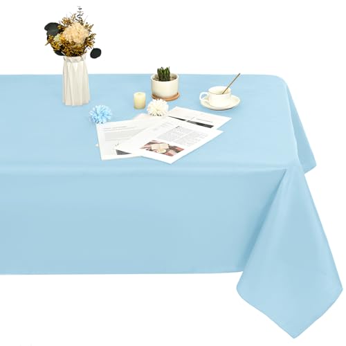 1 Stück Rechteck Tischdecke,153x260cm Babyblau Tischdecke Polyester Tischdecke für 1,8m Rechteck Tische,Fleck und Falten beständige waschbare Stoff Tischdecke für Hochzeit,Restaurant von LYAFS