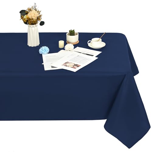 1 Stück Rechteck Tischdecke,153x260cm Dunkelblaue Tischdecke Polyester Tischdecke für 1,8m Rechteck Tische,Fleck und Falten beständige waschbare Stoff Tischdecke für Hochzeit,Restaurant von LYAFS