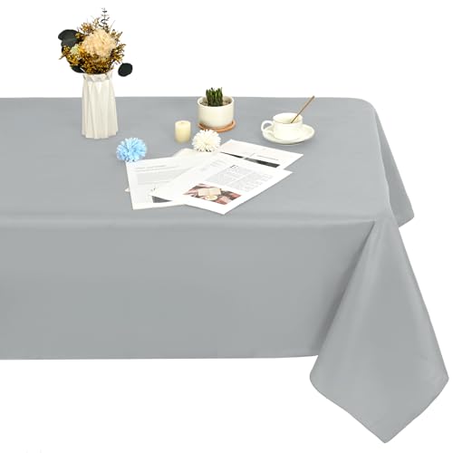 1 Stück Rechteck Tischdecke,153x260cm Grau Tischdecke Polyester Tischdecke für 1,8m Rechteck Tische,Fleck und Falten beständige waschbare Stoff Tischdecke für Hochzeit,Restaurant von LYAFS