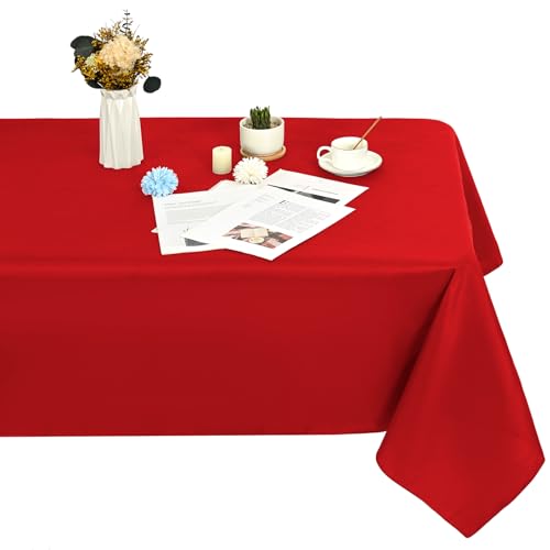 1 Stück Rechteck Tischdecke,153x260cm Rote Tischdecke Polyester Tischdecke für 1,8m Rechteck Tische,Fleck und Falten beständige waschbare Stoff Tischdecke für Hochzeit,Restaurant von LYAFS