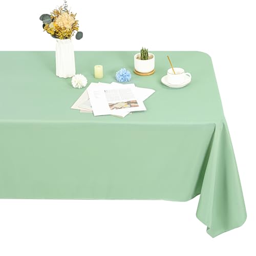 1 Stück Rechteck Tischdecke,153x260cm Salbeigrün Tischdecke Polyester Tischdecke für 1,8m Rechteck Tische,Fleck und Falten beständige waschbare Stoff Tischdecke für Hochzeit,Restaurant von LYAFS