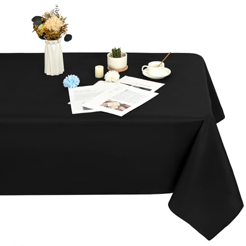 1 Stück Rechteck Tischdecke,153x260cm Schwarz Tischdecke Polyester Tischdecke für 1,8m Rechteck Tische,Fleck und Falten beständige waschbare Stoff Tischdecke für Hochzeit,Restaurant von LYAFS