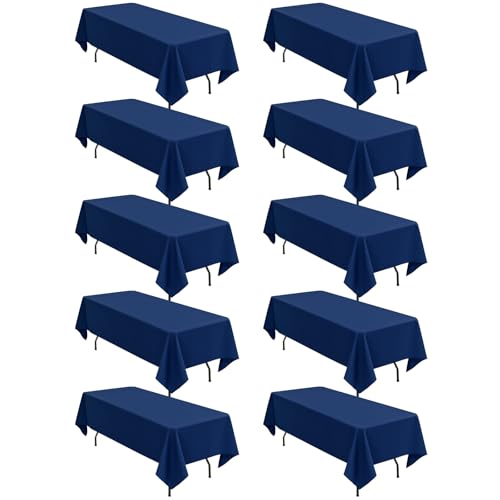 10er-Pack rechteckige Tischdecken, 153 x 260 cm Navy blau Tischdecke, Polyester-Tischdecke für 1,8 m große rechteckige Tische, Flecken- und knitterfrei, waschbare Stoff-Tischdecken für Hochzeit von LYAFS