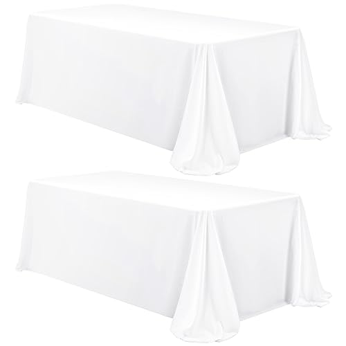 2-Pack Rechteck Tischdecke, 229 x 335 cm Weiße Tischdecke Polyester Tischdecke für 1,8 m Rechteck Tische, Fleck und Falten beständige waschbare Stoff Tischdecke für Hochzeit, Restaurant von LYAFS