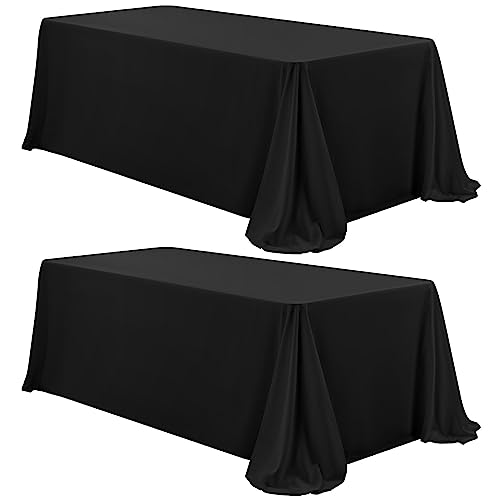 2-Pack Rechteck Tischdecke, 229 x 396 cm Schwarze Tischdecke Polyester Tischdecke für 2,4 m Rechteck Tische, Fleck und Falten beständige waschbare Stoff Tischdecke für Hochzeit, Restaurant von LYAFS