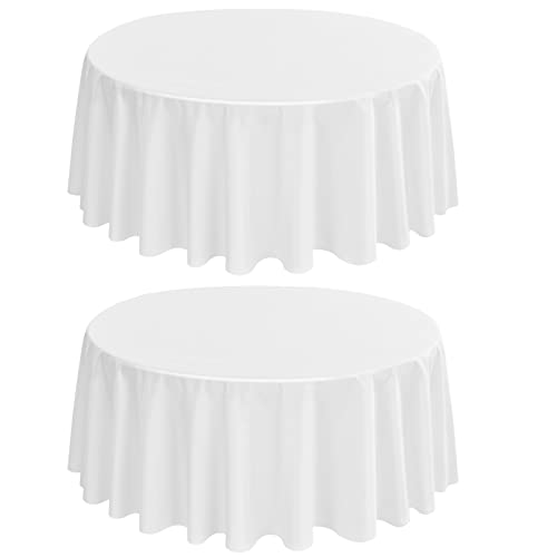 2-Pack Runde Tischdecke 275 cm Weiße Polyester Tischdecke für runden Tisch, Premium Fleck und faltenfreie waschbare Gewebe Tischdecke für Hochzeitsfeier Bankett Restaurant Empfang von LYAFS