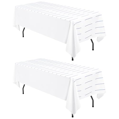 2er-Pack Tischdecken für rechteckige Tische, 60 x 102 Zoll Polyester-Streifentischdecken für 6 Fuß große rechteckige Tische, waschbare Stofftischdecke für Hochzeits-Esstisch-Buffet-Partys von LYAFS