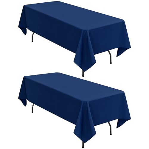 2er-Pack rechteckige Tischdecken, 153 x 260 cm, marineblaue Tischdecke, Polyester-Tischdecke für 1,8 m große rechteckige Tische, Flecken- und knitterfrei, waschbare Stoff-Tischdecken für Hochzeit von LYAFS