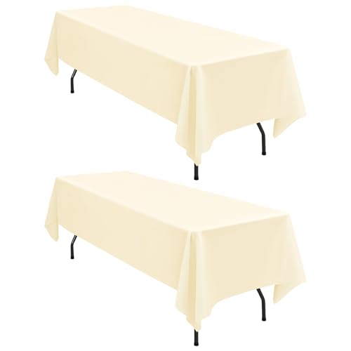 2er-Pack rechteckige Tischdecken, 153 x 260 cm beige Tischdecke, Polyester-Tischdecke für 1,8 m große rechteckige Tische, flecken- und knitterfrei, waschbare Stoff-Tischdecken für Hochzeit, Restaurant von LYAFS