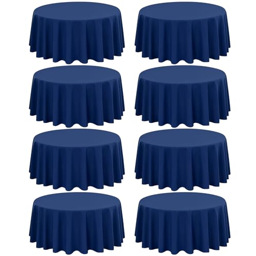 8-Pack Runde Tischdecke 229 cm Navy blau Polyester Tischdecke für runden Tisch, Premium waschbare Gewebe Tischdecke für Hochzeitsfeier Bankett Restaurant Empfang von LYAFS