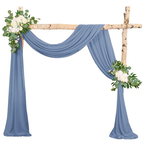 Hochzeit Vorhang Hochzeitsbogen, Staubiges Blau Querbehang 73cmx610cm Chiffon-Stoff-Vorhang für Hochzeit, Hintergrund Deko Gardinen Vorhang für Hochzeitsbogen Zeremonie, Torbogen, Party von LYAFS