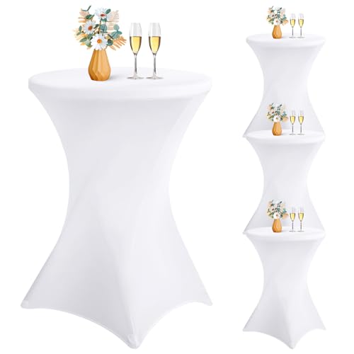 LYAFS 4er-Set Stretch Stehtisch Husse für Bistrotisch Ø 70-75 cm Elegante,Verstärkung im Fußbereich,Stretch-Husse Weiß Hussen für Stehtische und Bistrotische (weiß, 70 x 110 cm) von LYAFS