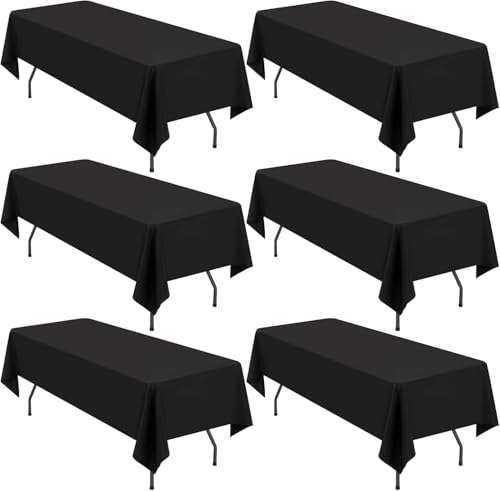 LYAFS 6-Pack Schwarz Rechteck Tischdecke 100x140cm Waschbare Polyester Stoff Fleck und Falten Resistent Nicht verblassende Esstisch Abdeckung für Hochzeitsfeier Bankett Restaurant Buffet Camping von LYAFS