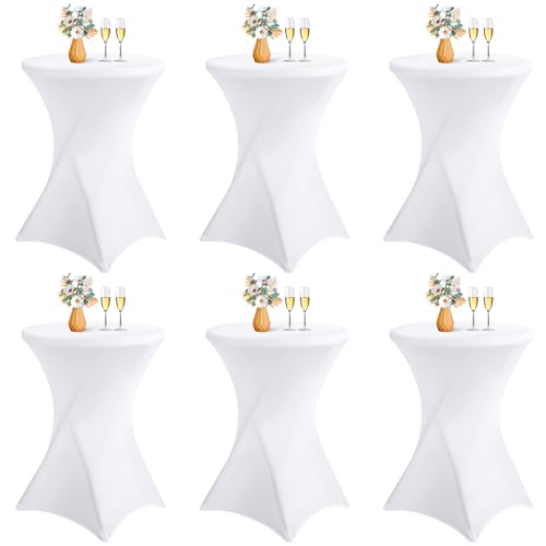 LYAFS 6er-Set Stretch Stehtisch Husse für Bistrotisch Ø 80-85 cm Elegante,Verstärkung im Fußbereich,Stretch-Husse Weiß Hussen für Stehtische und Bistrotische（Weiß,80×110cm） von LYAFS