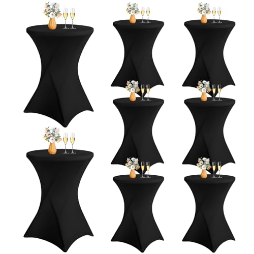 LYAFS 8er-Set Stretch Stehtisch Husse für Bistrotisch Ø 70-75 cm Elegante,Verstärkung im Fußbereich,Stretch-Husse Schwarz Hussen für Stehtische und Bistrotische (Schwarz, 70 x 110 cm) von LYAFS