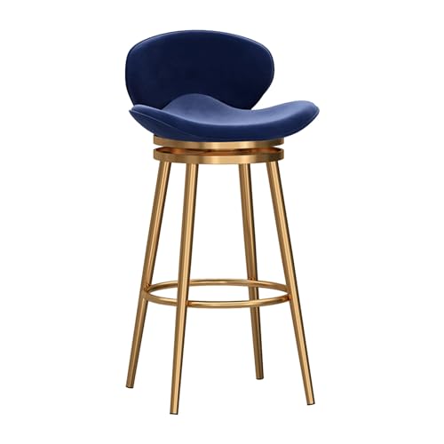 LYDSB 65 cm Barhocker, 1er-Set, Blaue Drehtheke mit Rückenlehne, mit Samtstoff gepolsterte Barhocker, Fußstütze mit goldenen Metallbeinen, moderner Hocker für Kücheninsel, Esszimmer, Pu LYDSB 65 cm Barhocker, 1er-Set, Blaue Drehtheke mit Rückenlehne, mit Samtstoff gepolsterte Barhocker, Fußstütze mit goldenen Metallbeinen, moderner Hocker für Kücheninsel, Esszimmer, Pu von LYDSB