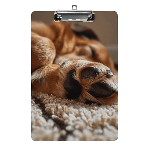 Acryl-Klemmbrett Büro-Klemmbrett A4 Klemmbrett Braun Hund Handabdruck Klemmbrett Niedriges Profil Clip von LYDSKGEQ