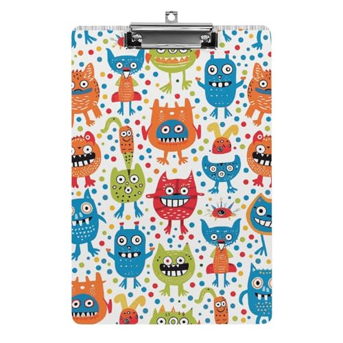 Acryl-Klemmbrett Büro-Klemmbrett A4 Klemmbrett Cartoon Monster Muster Druck Klemmbrett Klemmbrett Klemmbrett Klemme Niedriges Profil Clip von LYDSKGEQ