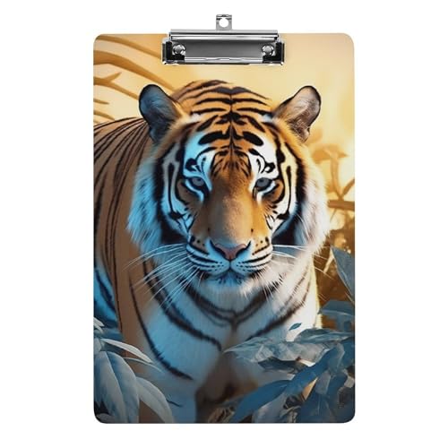 Acryl-Klemmbrett Büro-Klemmbrett A4 Klemmbrett afrikanische Tierwelt Tiger Druck Klemmbrett Low Profile Clip von LYDSKGEQ