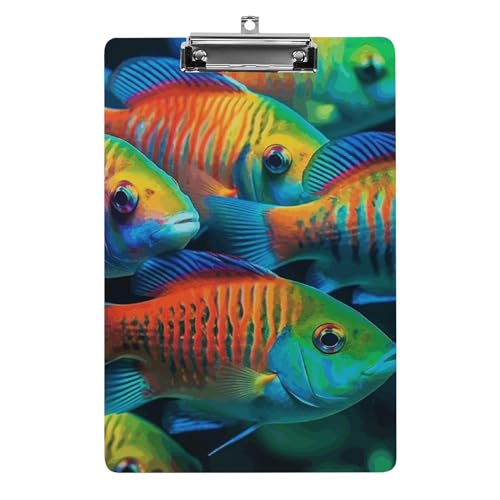 LYDSKGEQ Acryl-Klemmbrett Büro-Klemmbrett A4 Klemmbrett Fische schwimmen zusammen drucken Klemmbrett Low Profile Clip von LYDSKGEQ