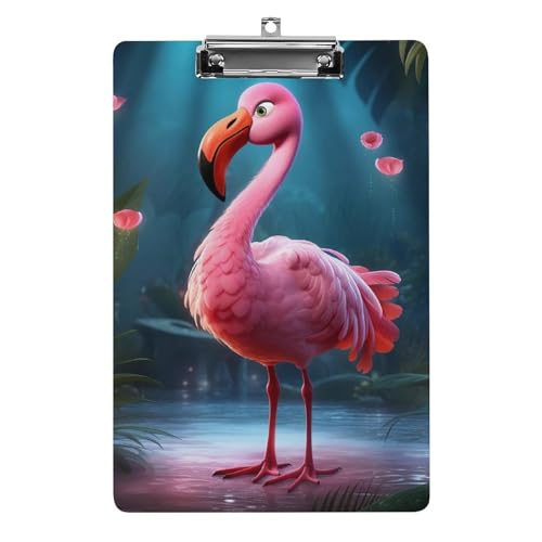 LYDSKGEQ Acryl-Klemmbrett Büro-Klemmbrett A4 Klemmbrett Flamingo im Habitat Druck Klemmbrett Klemmbrett Klemmbrett Niedriges Profil Clip von LYDSKGEQ