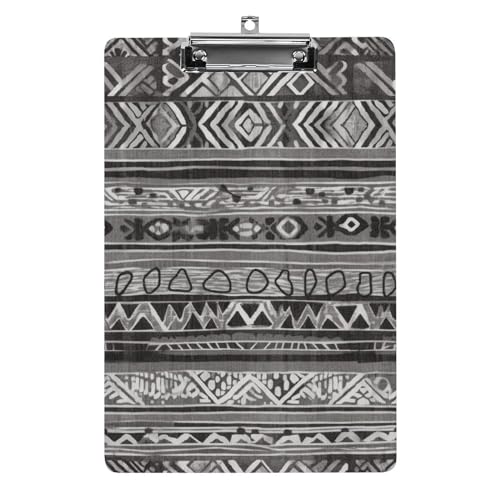 LYDSKGEQ Acryl-Klemmbrett Büro-Klemmbrett A4 Klemmbrett Grau Tribal Print Klemmbrett Low Profile Clip von LYDSKGEQ