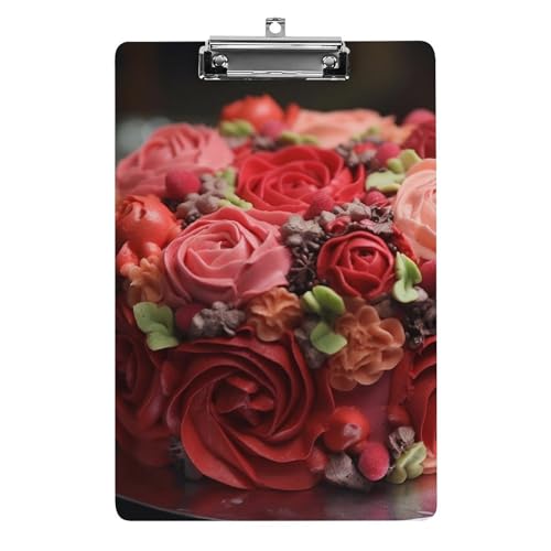 LYDSKGEQ Acryl-Klemmbrett Büro-Klemmbrett A4 Klemmbrett Rose Kuchen Druck Klemmbrett Low Profile Clip von LYDSKGEQ