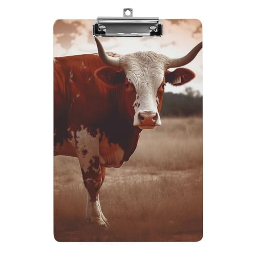 LYDSKGEQ Acryl-Klemmbrett Büro-Klemmbrett A4 Klemmbrett Texas Kuh Druck Klemmbrett Low Profile Clip von LYDSKGEQ