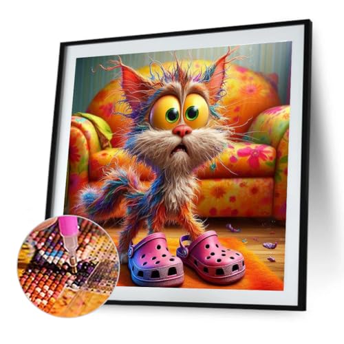 LYEAA 5D DIY Painting Full Round Drill Diamond Painting Cat Kit 40x40cm Home Decor Art Craft Painting von LYEAA